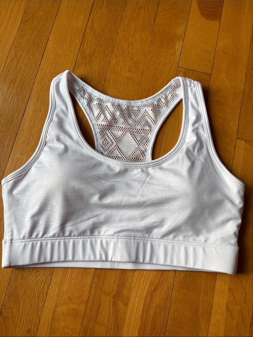Women's Lace-Back Racerback Sports Bra - White